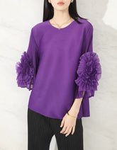 Floral Plissé Elegant Top